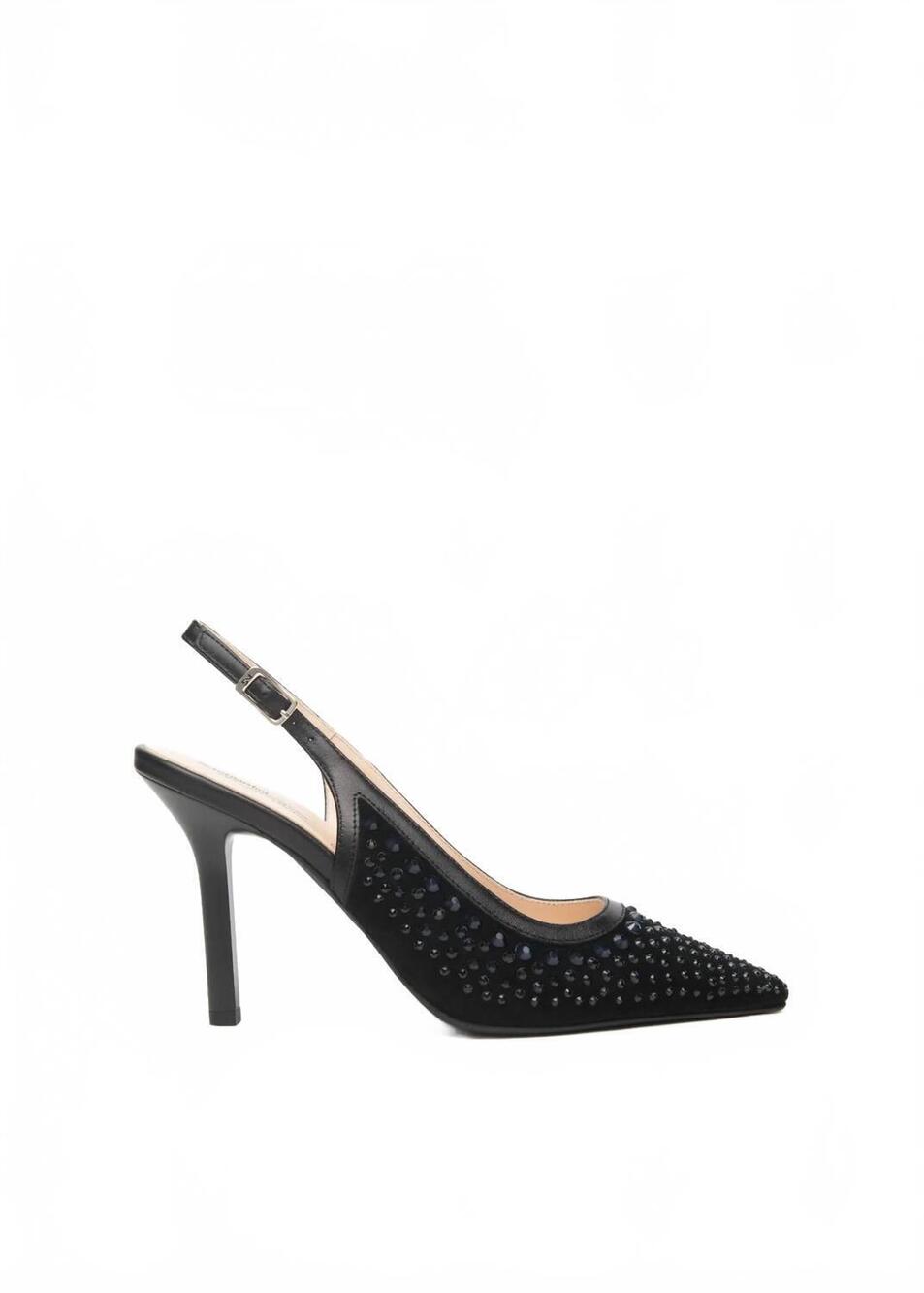 NEW NEROGIARDINI women's dew drop heel sandal in black suede